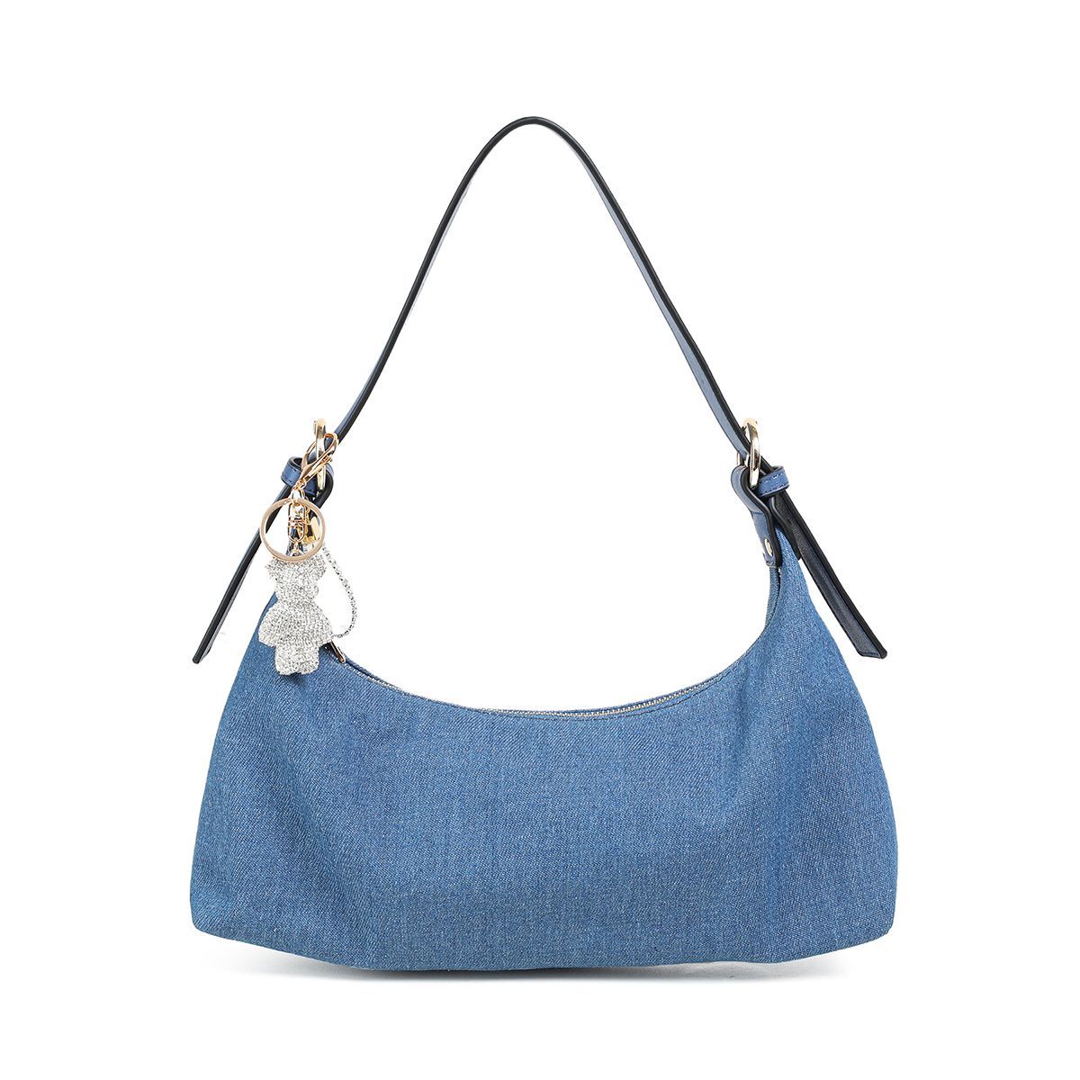 Rosenvinge - EMBLA skulderveske med deco - jeansblå tekstil