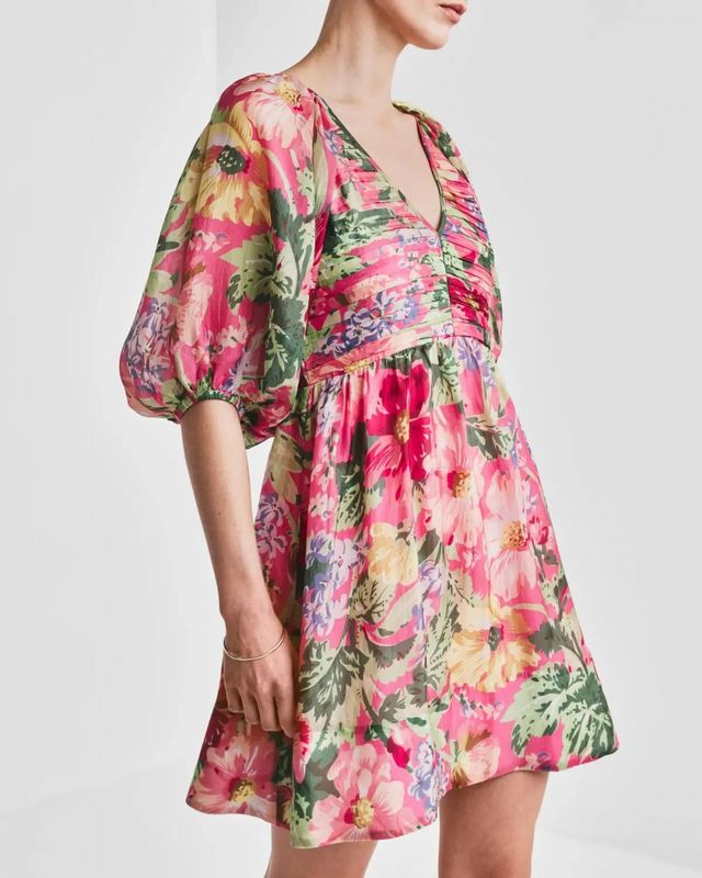 BYTIMO - CUPRO MINI DRESS - PINK BLOSSOMS 