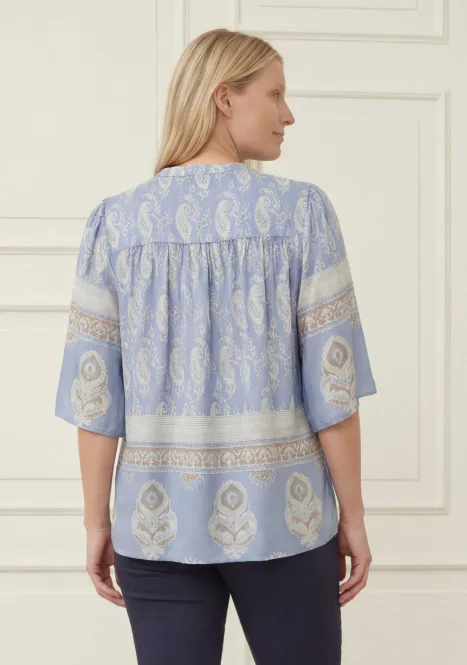 Hovedbilde ISAY - Ane s/s Blouse - Light Blue Border Paisley