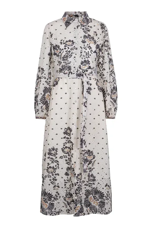 Haust - Printed Lace Dress Navy/Sand 