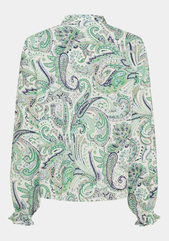 ISAY - Gyta Ruffle Shirt - Green Paisley