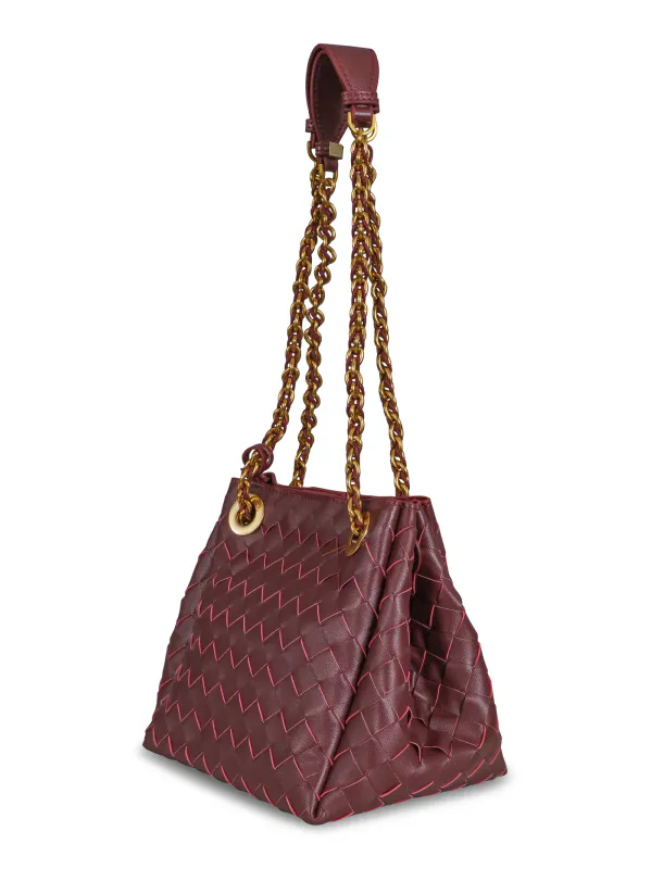 HAUST - WOVEN CHAIN BAG - DEEP BURGUNDY