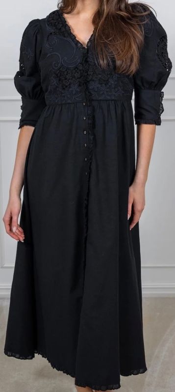 BYTIMO - Linen Button Down Dress - Black