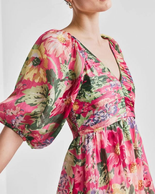 BYTIMO - CUPRO MINI DRESS - PINK BLOSSOMS 