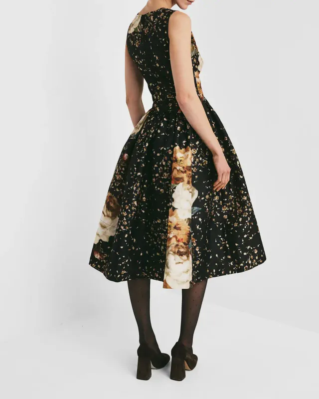 BYTIMO - TAFFETA MIDI DRESS - DARK ROSE