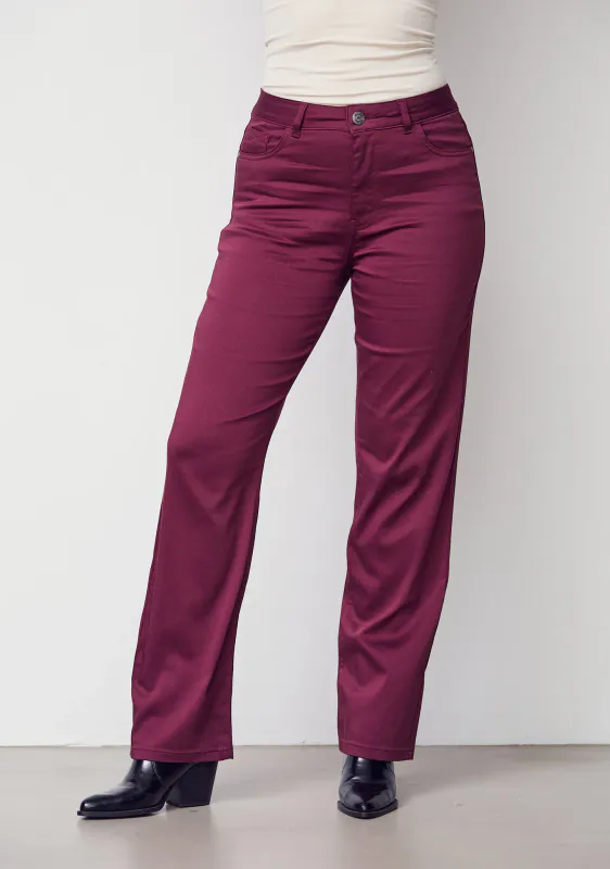 Isay Long Straight Pant - Wine