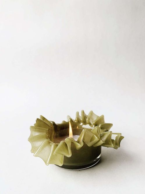Hovedbilde TREND - Lysglass Bølger 13×8 Cm Grønn