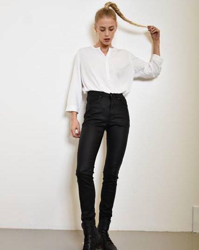 MAPP JEANS - Billy Croco Coated Pants - Sort 
