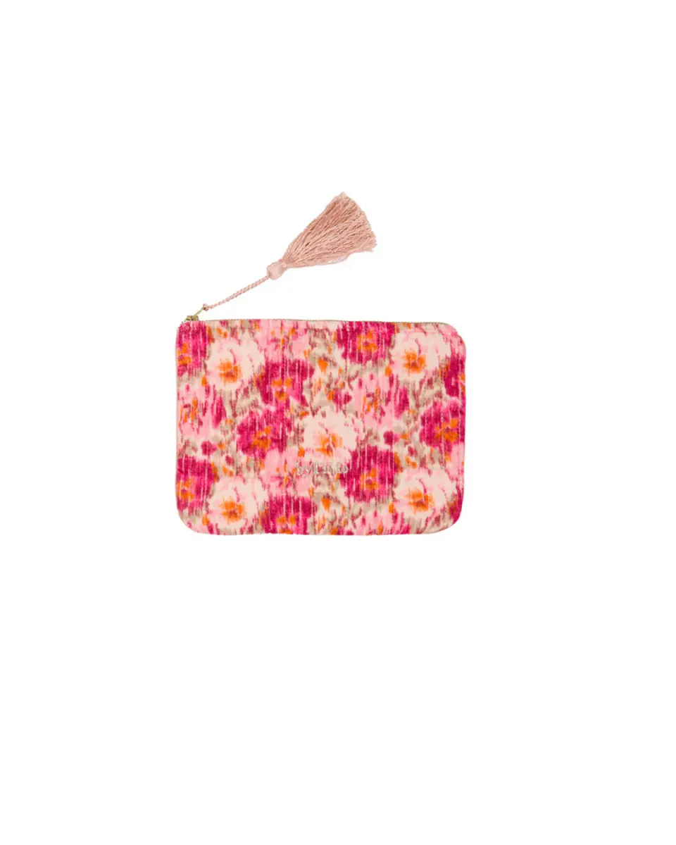 Zipper Pouch Velvet - Brushed blossoms
