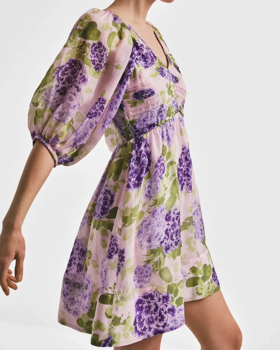ByTiMo - Cupro Mini Dress Purple Flowerfield