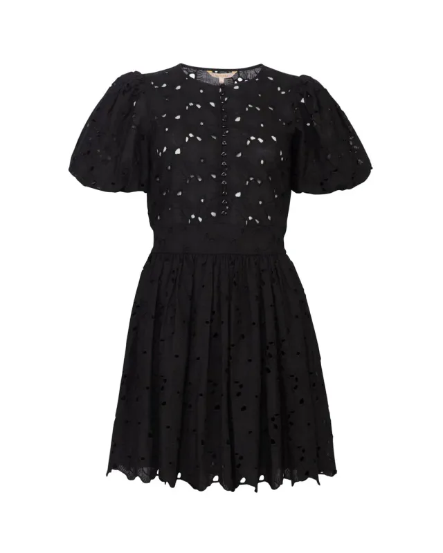 BYTIMO - Broderie Anglaise Puffed Dress - Black